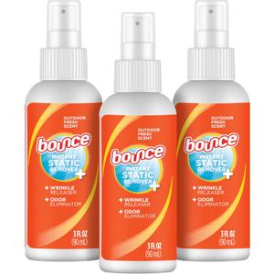 Bounce Anti Static Spray, 3 in 1 Instant Anti Static Spray & Instant Wrinkle Release, Odor Eliminator & Fabric Refresher, Travel Size (3 Oz,Pack of 3)
