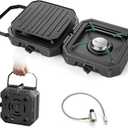 Gonex 2 Burner Propane Camping Stove with Griddle & Grates, Portable Foldable Cooking Stove with Total 16,000 BTU, Two Piezo Ignition Adjustable Burners for Camping, Patio, Emergency, Hiking (Black)