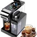 PULZO Espresso Machine with Integrated Automatic Milk Frother, capsule coffee maker for K*cup capsule/Ne*s Original/coffee powder, One Touch Latte & Cappuccino