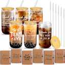 17Pcs Valentine's Day Teacher Employee Appreciation Gifts Thank You Volunteer Coworker Staff Team Galentines Party Favors Notebook Ballpoint Pen Glass Cup with Lid and Straws(Be Proud)