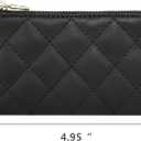 Premium Genuine Full Grain Leather Mini Coin Purse Keychain Pouch Card Holder for Men Women (Black Quilted - LG)