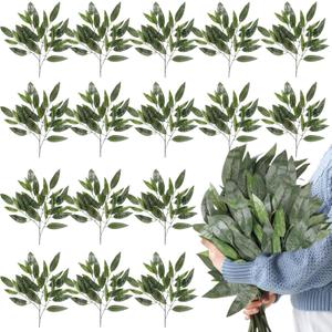 30 Pcs Artificial Mango Leaves Home Decor Simulation Hanging Green Mango Leaves for Wedding Bouquet, Arches, Filling Table Decorations, Home Decor Centerpieces