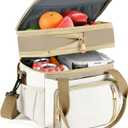 LOKASS Lunch Box for Women-Double Deck Insulated Adults Lunch Bag with Removable Shoulder Strap- Cute Wide Open Lunch Tote for Work/Office/Picnic/Beach/Travel (Brown)