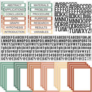 PerKoop 36 Sheets Science Fair Board Poster Boards Supplies 24 Self Adhesive Presentation Subtitles 4 Science Fair Project Titles 8 Personalized Letter Sticker for Classroom(Boho Color)