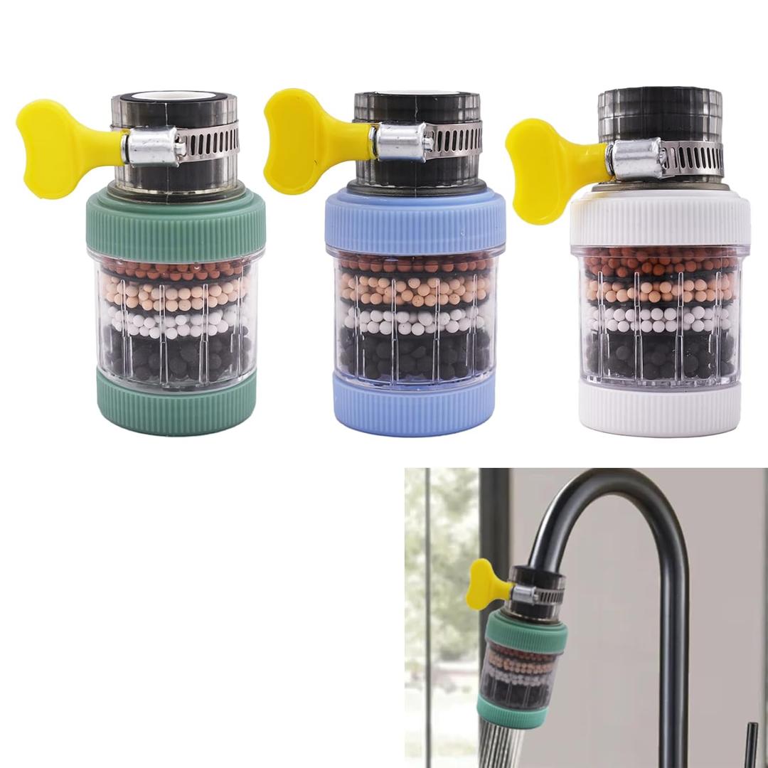 3 Pack Faucet Mount Filters, Faucet Water Filter for Kitchen, Activated Carbon Faucet Water Purifier Tap Filtration for Kitchen Bathroom Removes Chlorine Fluoride Heavy Metals Hard Water