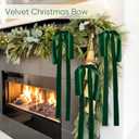 Artmag 12 Pcs Velvet Christmas Large Swag Bows 23.6x15.7 Inch Rustic Staircase Wreath Fireplace Vintage Bows for Christmas Tree Topper Holiday Indoor Outdoor Decor (Dark Green)
