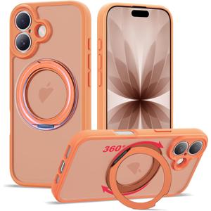 2 x Compatible with iPhone 17 Case with Magnetic Ring Stand [Compatible with Mag-Safe] [Military-Grade Protection] 17 Phone Case 6.3",Orange