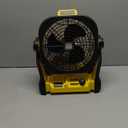 Battery Operated Fan for Dewalt 20V Max battery, Portable Fan with AC Adapter & LED Lights, 4 Speeds & Hook, Cordless/Camping/Battery Powered fan, for Outdoor Jobsite (Battery Not Included), Yellow and Black 