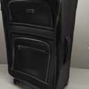 Kenneth Cole REACTION Rugged Roamer Lightweight Softside Expandable 8-Wheel Spinner Luggage, Black, 28-Inch Checked