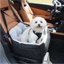 Oiilores Dog Car Seat for Small Dogs,Washable Pet Booster Seats for Car with ClipOn Safty Leash, Reversible Puppy Carseat with Storage Pockets, Travel Carrier Bed for Dogs Under 25 lbs, Grey