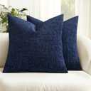 MIULEE Decorative Throw Pillow Covers 18x18 Pack of 2 Navy Blue Couch Pillow Covers Soft Cozy Textured Chenille Pillowcases for Home Decor Sofa Living Room Cushion Bedroom