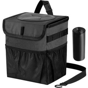 Car Trash Can Foldable Garbage Bin Leakproof 2.3 Gallons Car Trash Bag Black, M-1PCS