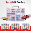 Toy Organizer.72 Compartments.Toy Storage Box Compatible With Hot wheels Cars, Matchbox Cars,Mini Toys and Small Dolls.Toy Storage Display Case With 3 Layers of Removable Trays(Transparent)