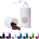 4 x Dog poop bag holder-2 in 1 Dog Waste Bag holder Comes with pet snack box for Leash Lightweight Pet Waste Bag DispenserEquipped with nylon rope and buckle (Excluding dog waste bag)(White)