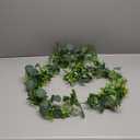 1Pcs Eucalyptus Garland with Lights, Greenery Garland, Green Garland with Flowers, 5.9FT Artificial Faux Eucalyptus Leaves Vines for Table Mantle Home Wedding Party Indoor Outdoor Decor