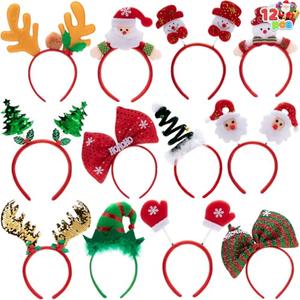 JOYIN 11Packs Christmas Headbands 3D Head Hat Headbands for Kids Women Men Christmas Parties Costume Accessories Xmas Holiday Party Favors Photo Booth (ONE SIZE FIT ALL)