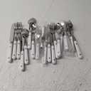 Ginkgo International Lyon 20-Piece Stainless Steel Flatware Place Setting, Ivory, Service for 1