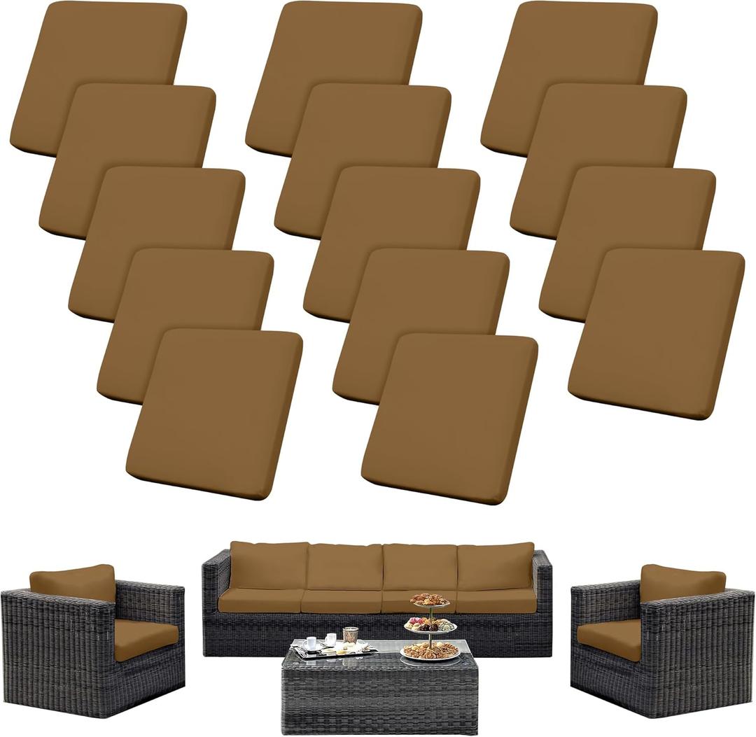 Outdoor Cushion Covers Set,14PCS Patio Furniture Couch Seat Slipcovers, Replacement for Sofa Sectional Chair(CoverOnly) (Camel)