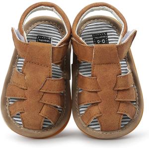 Baby Girl Boy Sandals, Premium Soft Anti-Slip Sole Infant Baby Sandals Summer Casual Beach Shoes Bowknot Princess Dress Flats Prewalker First Walker Shoes (3-6 Months Infant, A0# Khaki)