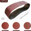 3x21 3 x 21 Inch Sanding Belt Pack 3-Inch x 21-Inch,12 Pcs(4 Each of 80 120 150 Grits) Aluminum Oxide for Sander