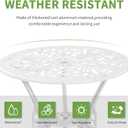 3 Piece Patio Set Outdoor Cast Aluminum Patio Bistro Table and Chairs Set of 2,All Weather Outdoor Bistro Sets with 1.97" Umbrella Hole for Front Porch Set,Garden(White), Backrest Design