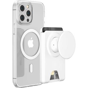 AUROX for Magsafe Phone Grip, Magnetic Wallet Stand Compatible with MagSafe Wallet Stand, Expandable Collapsible Comfortable Phone Grip Holder, for iPhone 16 15 14 13 12 Series, Fit 3 Cards, White