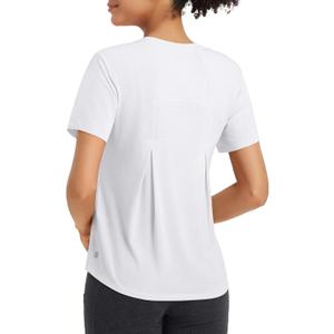 baleaf Women's Workout Tops Short Sleeve Loose Fit Yoga Athletic Shirts Lightweight Moisture Wicking Running Top (White, XL)