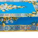 YiHomer Provence Blue Lemon Mediterranean Tile Tabletop for Spring Summer Decorations, Picnics and Dinner Parties - Indoor Outdoor, Stain and Water Resistant, Tablecloth, 52 x 70 Rectangle