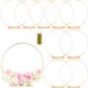 10 Pack Floral Hoop with Holders and 38-Yard Paddle Wire 12 Inch Metal Rings for DIY Centerpiece Table Decorations Crafts Macrame Rings Hoop Wreath Dream Catcher Rings Wedding Christmas Wreaths, Gold (12 Inches)