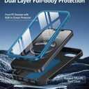 FNTCASE for iPhone 16e Phone Case: Military Grade [Built-in Screen Protector] [Kickstand] Matte Textured Drop Proof Protection Cover | Rugged Shockproof TPU Protective Sturdy Cases 2025 - Blue
