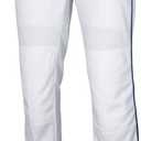 Rawlings | Semi-Relaxed Full Length Baseball Pant | Piped | Adult Small | White/Navy Small 