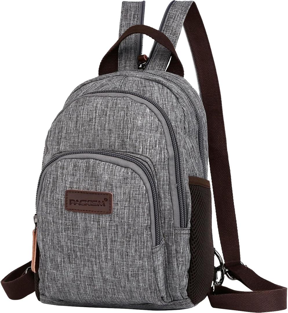 PACKISM Small Backpack Purse for Women - Convertible Sling Bag Multiple Compartment Pockets Adjustable Straps Mini Backpack (Active Grey)
