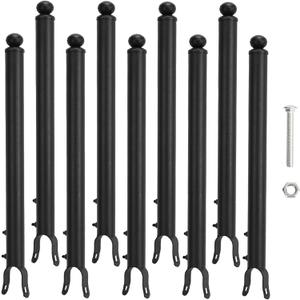9 Pack 1-3/8'' Chain Link Fence Extension, 19.5'' Fence Extension Height, Galvanized Post Extender for Dogs and Privacy (Black)