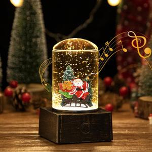 Christmas Snow Globe Lantern, Lighted Musical Christmas Water Globes with 8 Songs, USB Powered & Battery Operated Snow Water Glittering Lantern for Christmas Holiday Party Gifts and Decoration