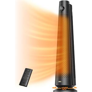 Dreo Space Heater Large Room, 30" Electric Heaters with Remote, 120 Oscillation, Adjustable Thermostat, 5 Heat & 3 Fan levels, 8 Safety Protections, 25dB Quiet, 1-12H Timer, Heater for Office, Black