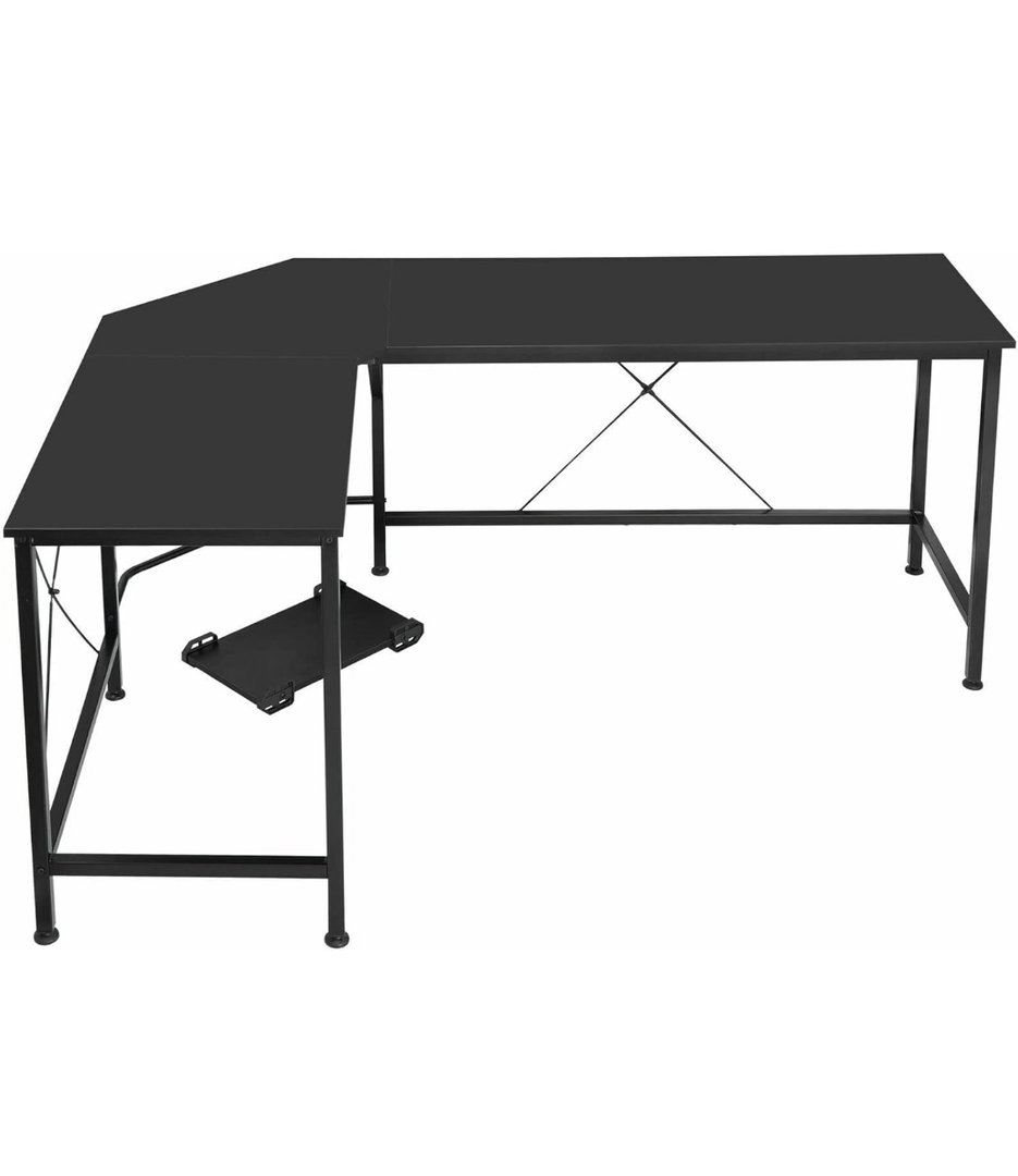 ZenSports 66” Large L-Shaped Gaming Desk Reversible MDF Computer Desk Black