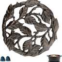 Cast Iron Trivet, 7.28 inch Metal Trivet for Hot Dishes, Heat-Resistant Decorative Trivets to Protect Dining Countertop or Kitchen Decoration with 2 Silicone Mini Pinch Mitts (Leaves)