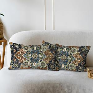 Boho Throw Pillow Covers 12x20 inch Set of 2, Boho Vintage Carpet Pattern Antique Ethnic Decor Double Sided Pattern Cushion Cover Soft Pillow Case Living Sofa Room Bed Square Pillow Cover