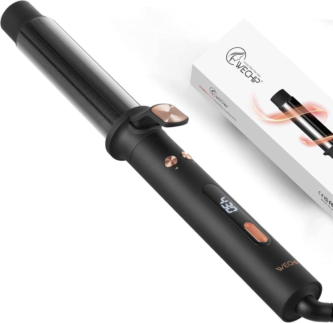Automatic Rotating Curling Iron, 1 1/4 Inch Self Curling Wand with Extra Long 5.5 Tourmaline Ceramic Barrel, Fast Heating Ionic Hair Curler for Long Hair, Adjustable Hot Tools for Curls Waves (Black)