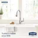 Moen Brantford Chrome Traditional One-Handle Kitchen Faucet with Pulldown Sprayer Featuring Power Boost and Reflex Docking System, 7185C