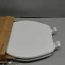Mayfair Linden Slow Close Toilet Seat, Non Slip Heavy Duty Wood, Easy Install, Round, White
