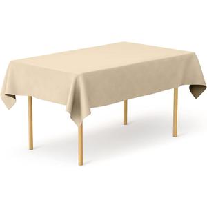 Pomp Beige 60" x 102" Premium Polyester Tablecloth | Wrinkle + Stain Resistant Easy Care Fabric | Fits 6FT Rectangle Table