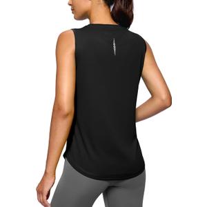 G Gradual Women's Workout Tank Tops Lightweight Sleeveless High Neck Athletic Shirts for Running Gym Tennis Pickleball (Black) L