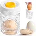 2 in 1 Egg Peeler with Piercer, Hard Boiled Egg Shell Remover Tool with Rotary Lock & Leak-Proof Design, Clear Egg Peeler for Meal Prep, Fitness, Camping & Deviled Eggs, Easy to Use & Clean (White)