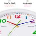 Silent Kids Wall Clock Non-Ticking, Battery-Powered, Ideal for Teaching Time and Stylish Dcor in Any Room - 12 Inch