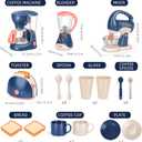 Yalujumb Pretend Play Kitchen Appliances Toy Set with Coffee Maker Machine,Blender, Mixer and Toaster with Realistic Light and Sounds for Kids Ages 4-8