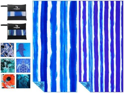2 Pack Microfiber Lightweight Thin Beach Towel Sand Free Quick Dry Super Absorbent Large Towels for Swimming Pool Yoga Gym Travel Vacation Beach Accessories Essentials for Adults