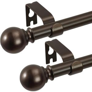 2 Pack Bronze Curtain Rods 28 to 48 Inches(2.3-4 Feet),5/8 inch Splicing Drapery Rods,Small Curtain Rods Set,Size: 18''-45'',Bronze