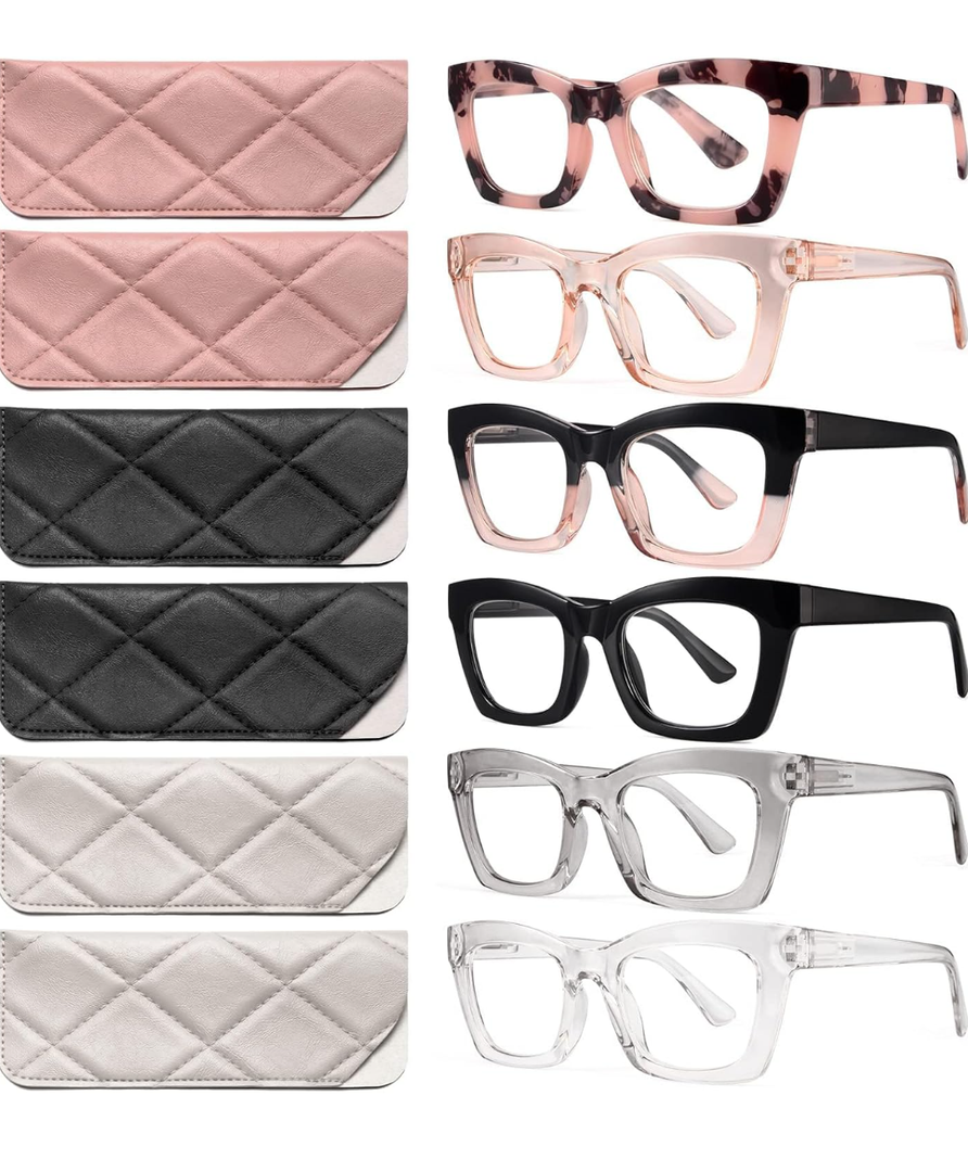 CCVOO 6 Pack Oprah Reading Glasses for Women, Eyeglasses, Blue Light Readers for Women, Computer Eye Glasses, Cheaters