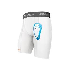 Shock Doctor Compression Shorts with Protective Cups Adult M - White: Knit Athletic Underwear